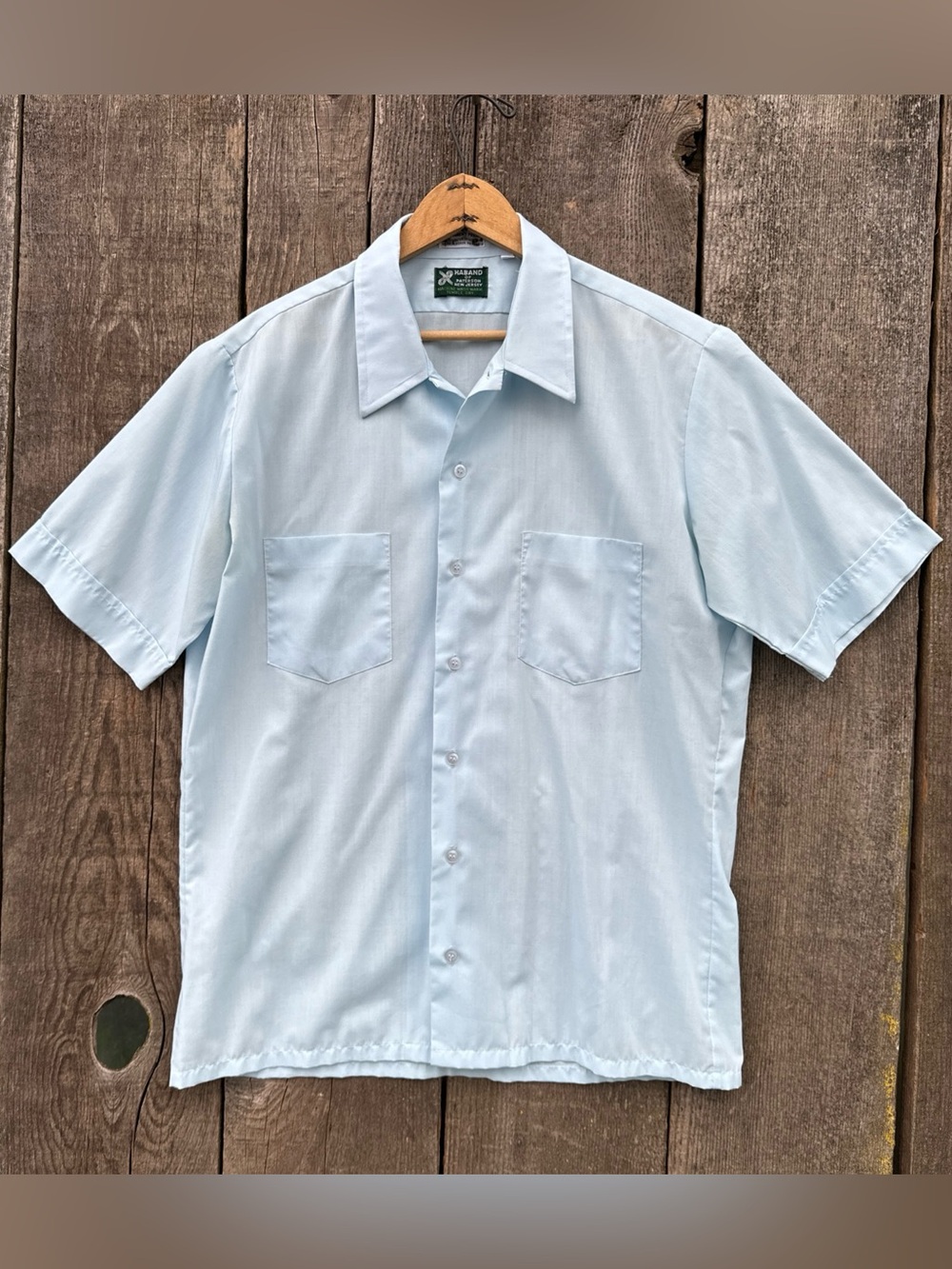 VTG 70s Haband of New Jersey Baby Blue Leisure Shirt 15 1/2 Medium